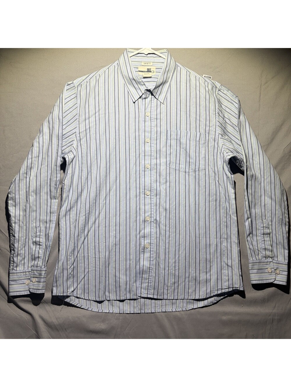BKE Buckle Mens Button-Up Shirt White Multicolor Plaid Long Sleeve Contour Fit L